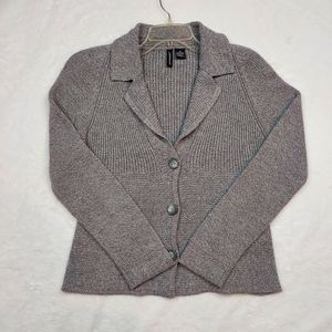 Jason Maxwell Gray Knit Button Down Collared Sweater Cardigan Size M